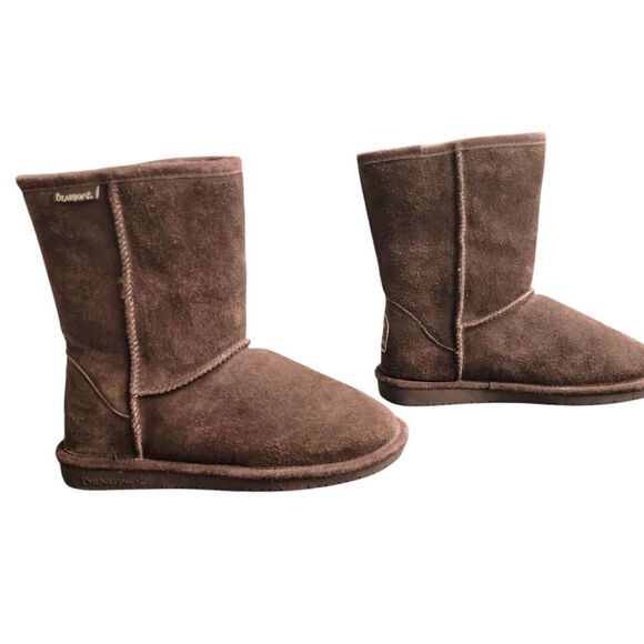 Bearpaw Brown Suede Leather Sheepskin Wool Lining Emma Short Winter Boots - Picture 6 of 13